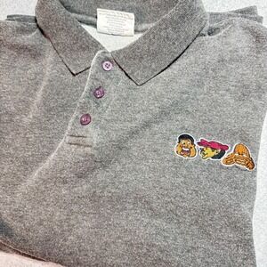 Platinum FUBU Fat Albert Junkyard Gang Long Sleeve Polo Shirt Gray XXXL Vintage